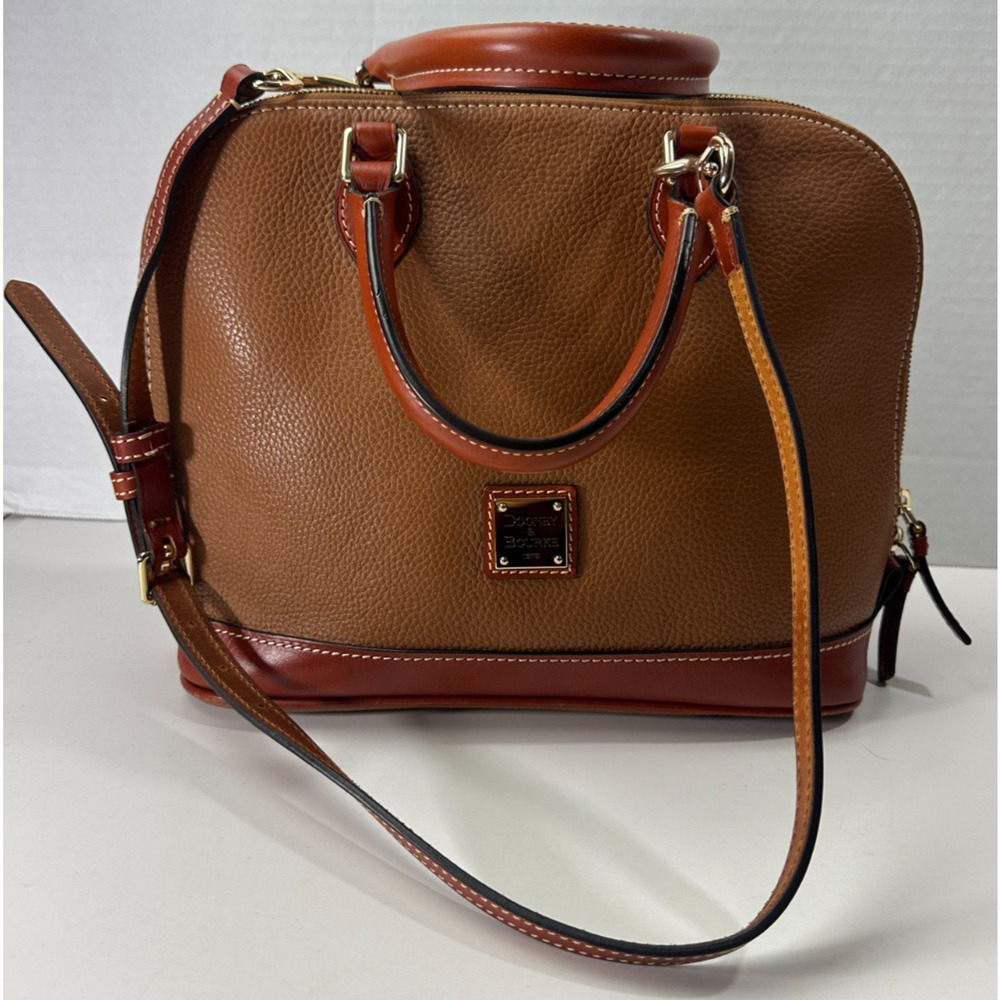 Dooney & Bourke Pebble Grain Zip Zip Satchel Tan Brown Purse Leather Handbag - Picture 3 of 16
